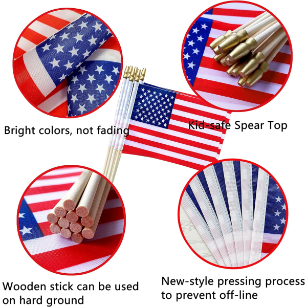 Amerikanska Stickflagor Små Mini Handhållna USA-Flaggor, De
