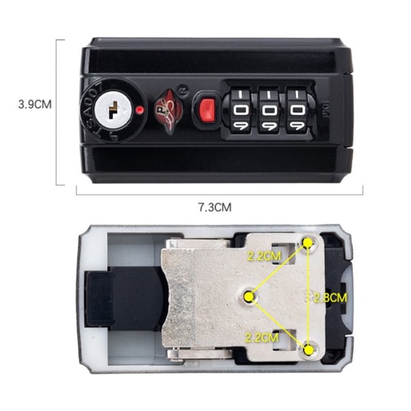3-cifret kombinationsslås Tulllösenordslås RØD