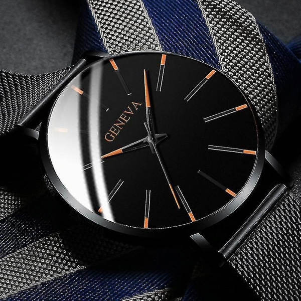 M?n Sport Analog Rostfritt St?l Casual Ur (L Sort Hvid)