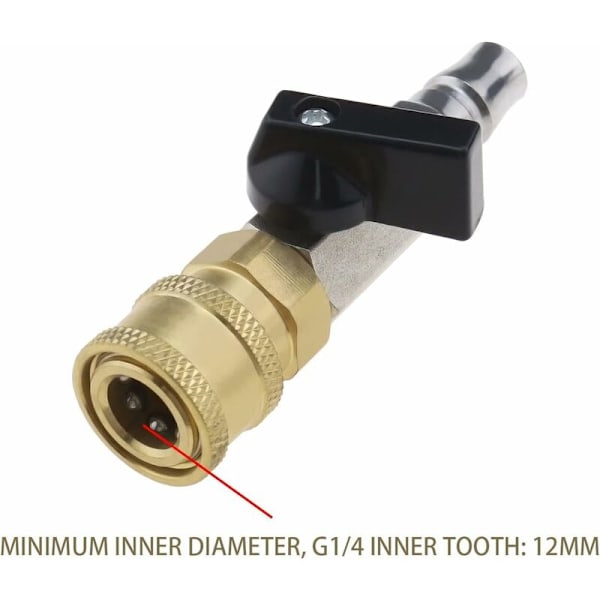 Trykluft hurtigkobling, pneumatisk kuglehane, doseringsventil, 1/4\" afspærringsventil med 1/4\" hangevindtilslutning og 1/4\" tilslutningsfatning.