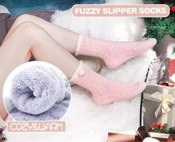 Hussockar - 6 par - Damhussockar - Halkfria sockar - Fleecesockar - Tjocka sockar - One Size - 35-40 - Tjocka - Sängsockar - Fluffiga sockar