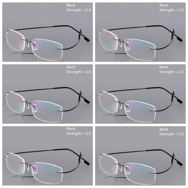 Læsebriller Brillestel Titanium SORT STYRKE-300 sort sort Styrke-300 black Strength-300
