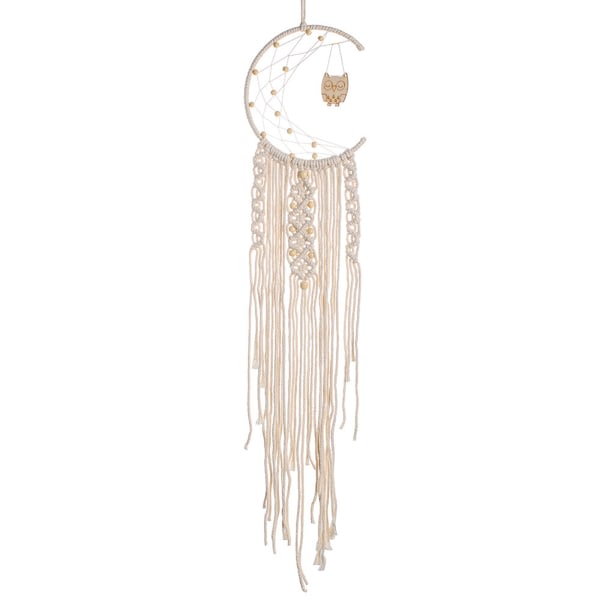 Bohemisk Chic Macrame Väggbonad Måne Stjärna Uggla Drömfångare Väggdekor Boho Vävda Gobelänger