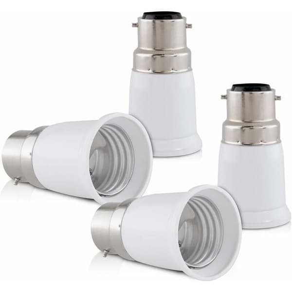 4x Sokkeladapter - B22 til E27 Sokkelkonverter - Bajonetfatningslampeholderadapter til LED Halogenpære