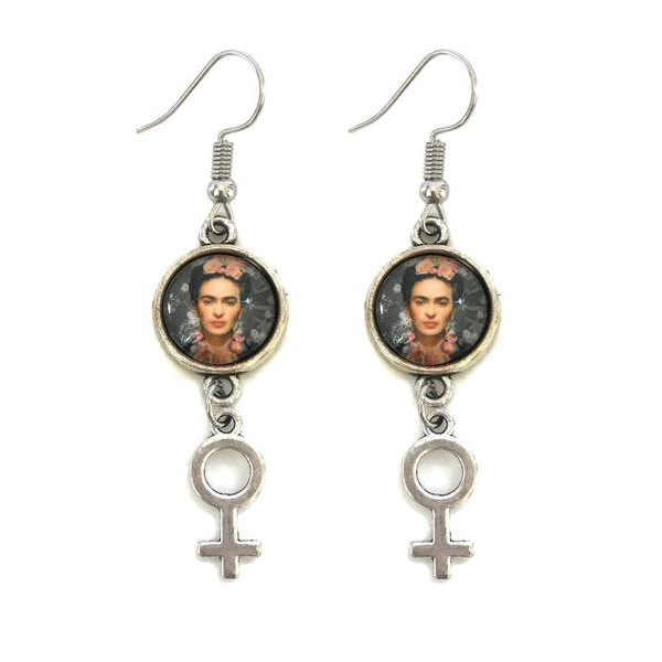 Ørepynt Frida Kahlo Feministisk Ikon Feminisme Symbol Multicolor multifärg