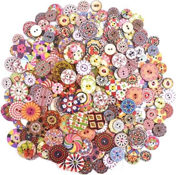 300 stk - Knapper - Klærknapper - Syknapper - Runde Barneknapper - 2 Hull - Syknapper i Tre