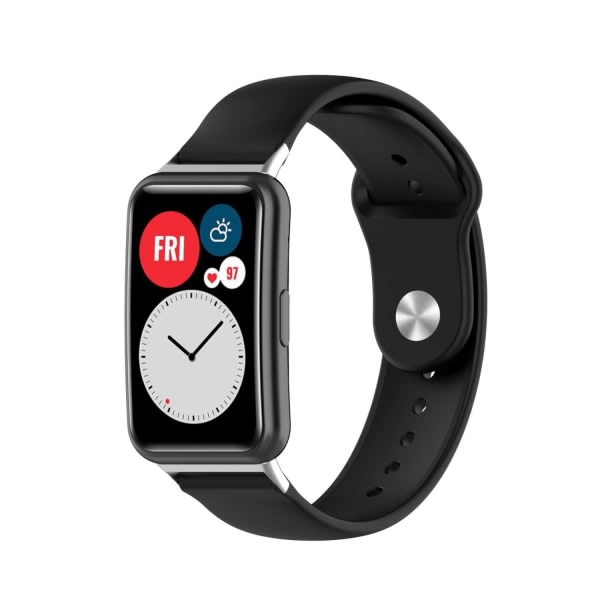 Silikonarmband Svart för 18mm Klocka/Huawei Watch Fit med Stift Svart