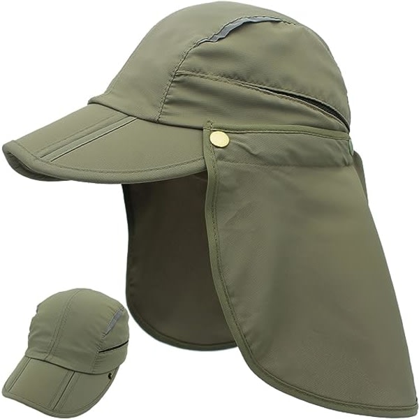 TG Militärgrön - 1 x hatt med nackskydd - Avtagbar - Mångsidig
