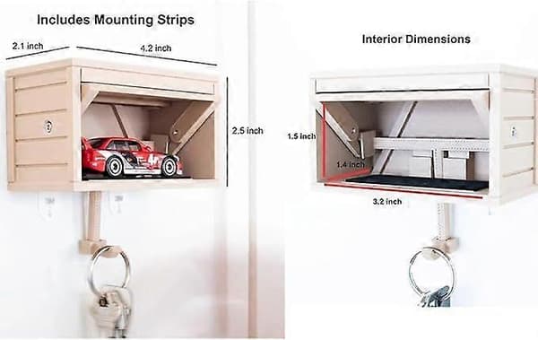 Car Garage Key Holder with Opening Door, Unique Garage Key Holder, 3D Printed Wall Mounted Key Holder for Entry E E