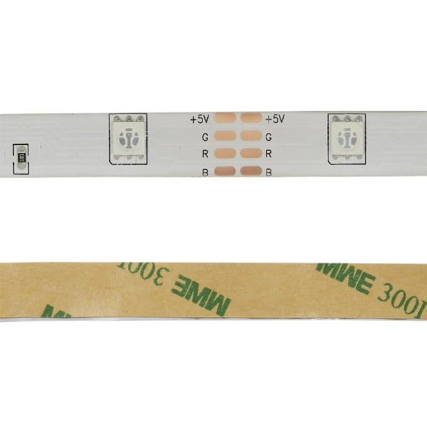 LED-stripe med fjernkontroll - RGB - 5 meter Transparent