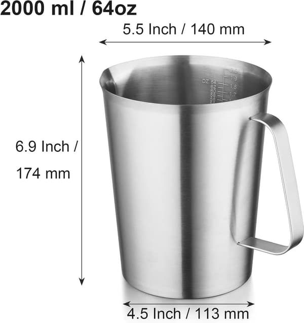 Mätkopp med hällpip - Mätkoppar med skala - 2 liter - Mätkoppar - Mätkopp - Koppar - Mätkanna