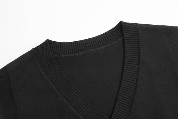 Dam Tröjväst V-ringad Ärmlös Pullover Tröja Stickad Västsida Knapp Asymmetrisk Ribbad Tanktopp
