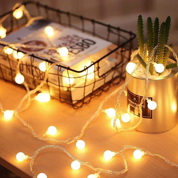 Batteridrivna Fairy Lights, 2 ljuslägen, 16ft 40LEDs boll