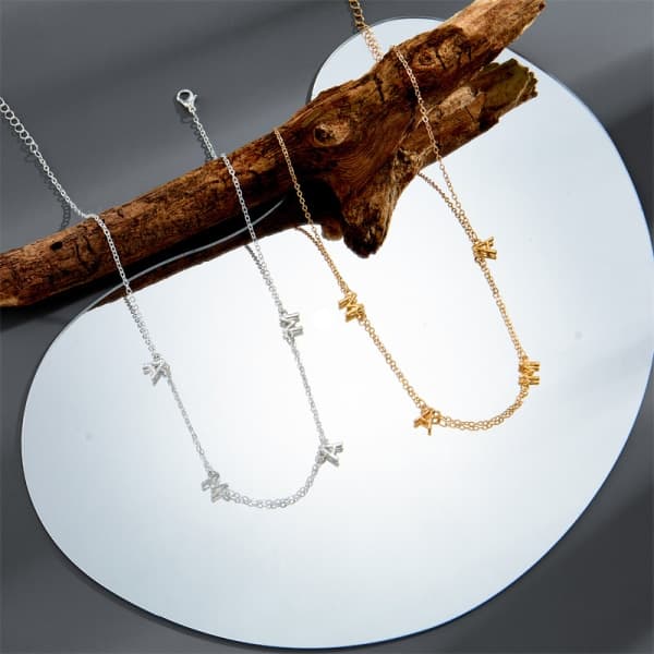 14K äkta guld MAMA nyckelbenskedja Mors dag present Silver Silver