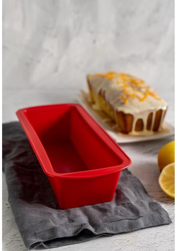 Dr. Oetker Silikon brödform 24 cm, flexibel non-stick bakform för bröd och kakor för hembakning, röd
