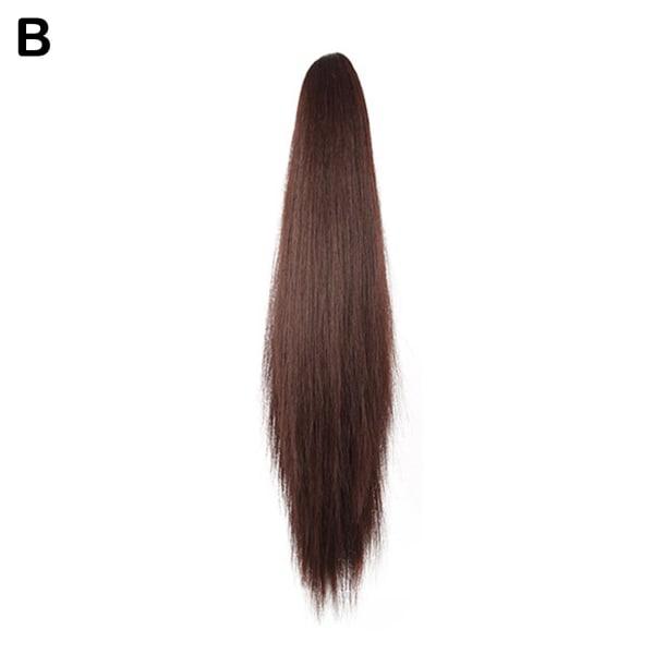 TG Syntetisk langa raka klo hästsvans peruker Clip In Hair n Hairpi mörkbrun One-size