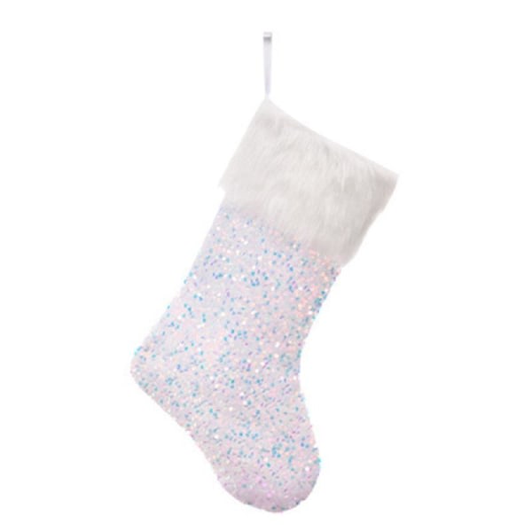 Paljett julstrumpor hängande påsar 18" För Sparkle Xmas Stocking Gift Candy Colorful