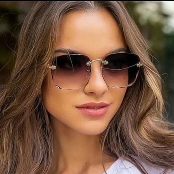 Neliömäiset kehyksettömät aurinkolasit Naisille Luksus Merkki Suunnittelija Kesä Punaiset Lasit Muodikkaat Aurinkolasit Miehille UV400 Shades Oculos