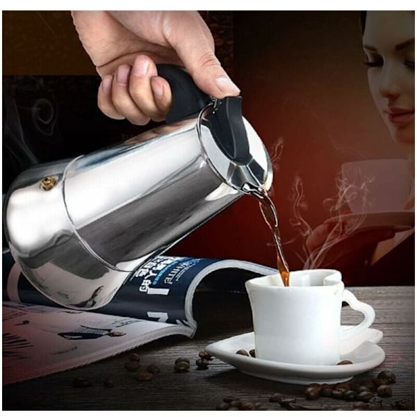 Italiensk kaffemaskine, 2 kopper, rustfrit stål, kompatibel med alle typer komfurer, 100 ml, fra DEBUNS
