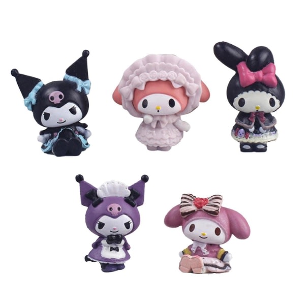 5 stk Søt melodi Kuromi dukke leketøysfigurer Sanrio dukke dekorasjon pynt leketøy presentasjon