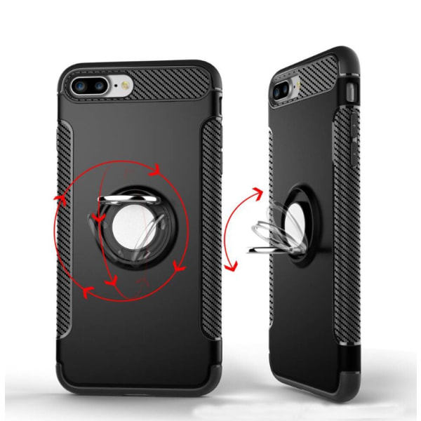 TG iPhone 8 PLUS - HYBRID Karbonskall med Ringholder fra FLOVEME Blå