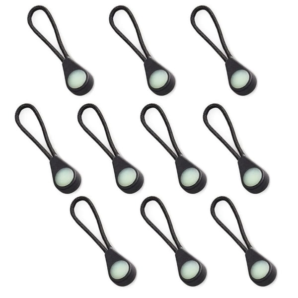 10-pak Praktiske Glow-in-the-Dark Lynlåsdragere Sort