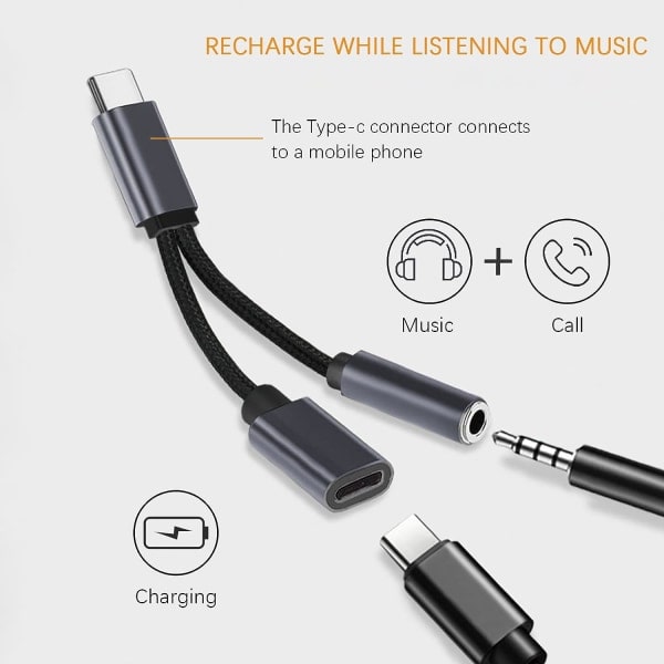 Galaxy USB C till 3,5 mm jackadapter, Typc C till 3,5 mm Aux hörlursadapter