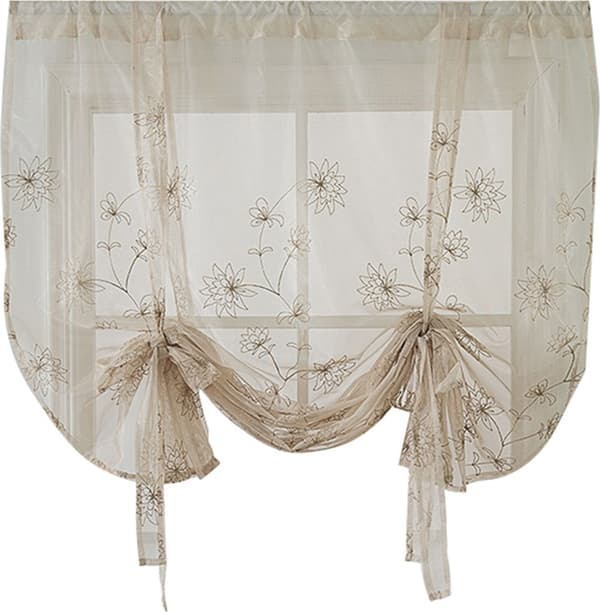 Polyestergardiner med blommönster, korta och draperande för heminredning-yux