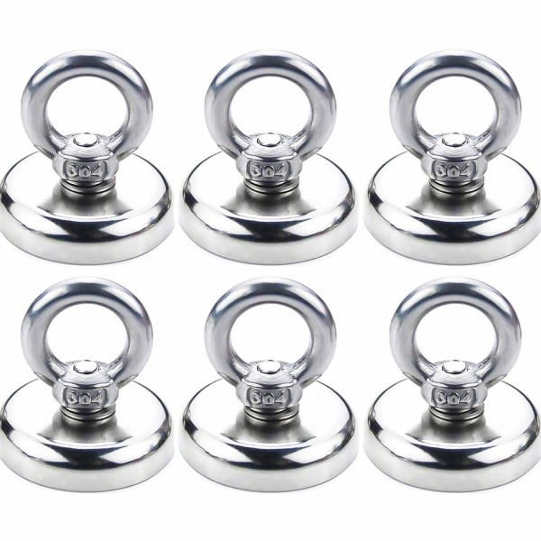 Magnetiska krokar Neodymmagnet Magnetkrokar Magneter med stark krok 40KG dragningskraft 32 mm diameter (6-pack)
