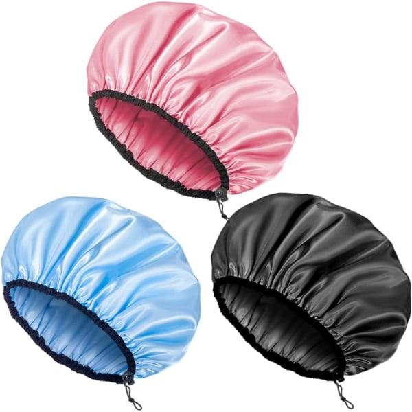 TG-hette for kvinner, Justerbar gjenbrukbar, Vanntett dobbeltlagshette, Vanntett ytre, Hette for alle hårlengder, 3 farger