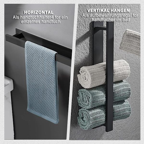 Selvklæbende håndklædeholder til badeværelse (sort) 40*6*4.5 cm