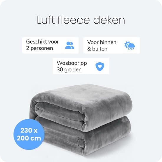 Fleecefilt 230x200 cm, Extra Mjuk Lättviktsfilt i Polyester, Varm Mysig Sofföverkast för Alla Årstider, Grå