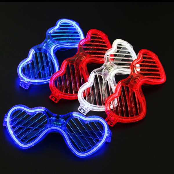 Hjerteformet LED-briller for Halloween-dekorasjon, blinkende maskebriller for discofest, cosplay, Halloween, hvit hjerteformet