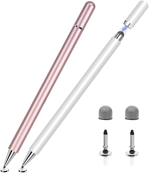 Pekstift för iPad, 2-pack 2-i-1 Disc-pekstift för pekskärmar, Kapacitiv pekstift med magnetisk mössa, Kompatibel med iPad iPhone Pro Android