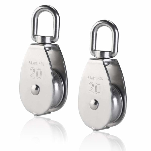 2 delar M20 enkel remskiva 304 rostfritt stål, 20 mm enkel