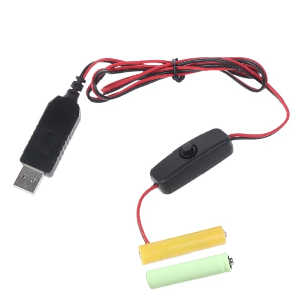 USB til 3V (2x1,5V) LR03 AAA Dummy Battery Eliminator-kabel med PÅ AV-bryter f?r fj?rrkontroll Radio LED-lys