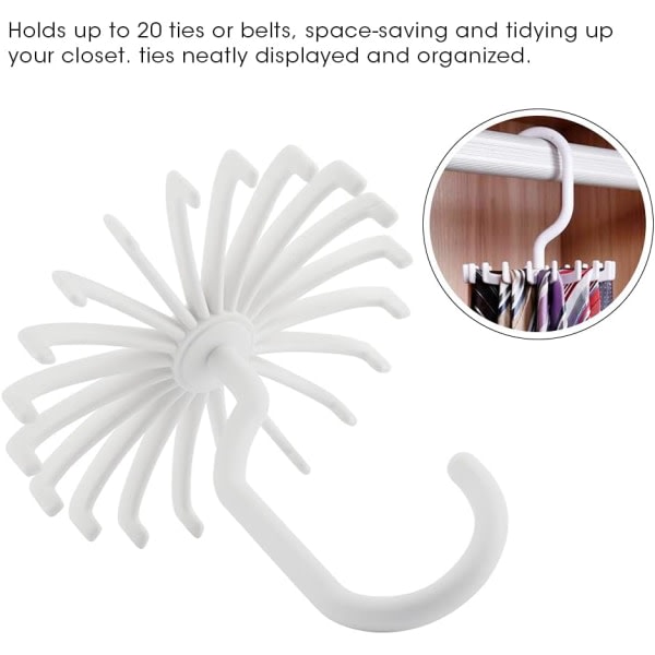 Galaxy Slipshållare, 360° roterande slipshängare med 20 krokar Bälteshängare Justerbar slipshållare (vit)