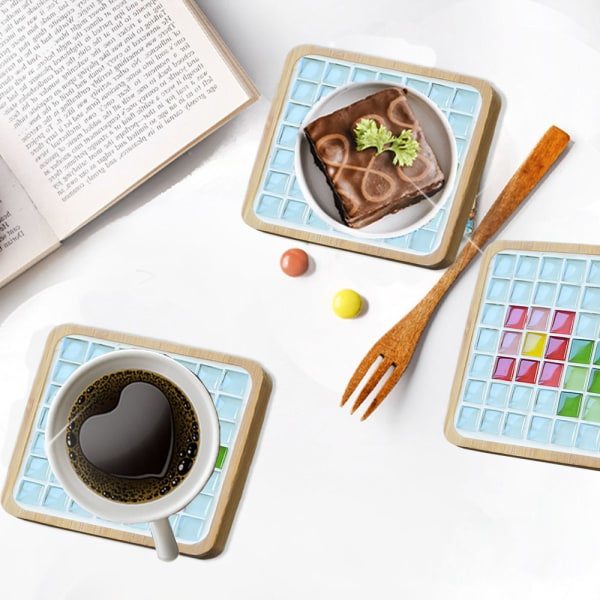 Mosaikset med träunderlägg, materialpaket för DIY-hantverk Stil 1