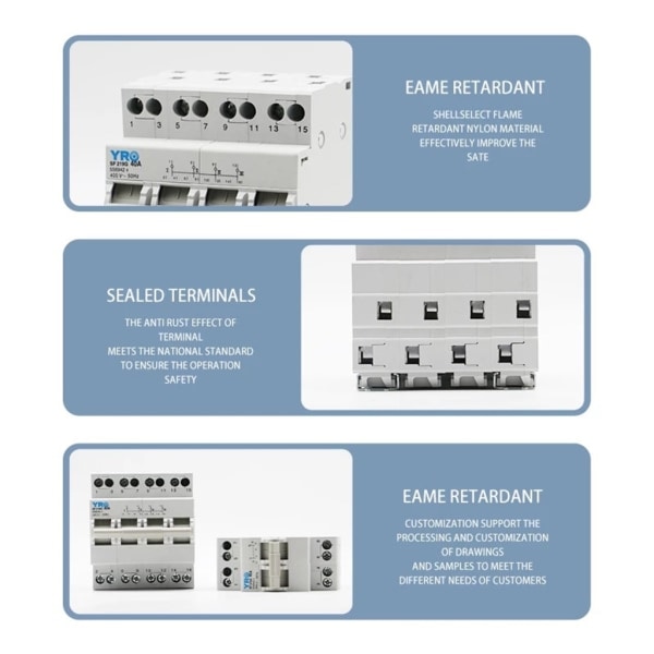 Cylindrisk säkringshållare Säkringsbas DIN-skenamontering 40A 230V 2P Enkel installation Power Manuell överföringsbrytare