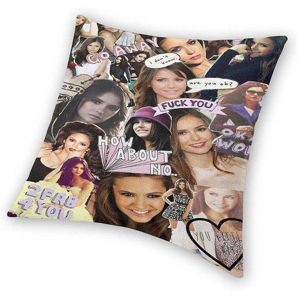 Vam-pire Di-aries-nina-dobrev Myk Firkantet Dekseltrekk for Hjemmedekor Pute Seng Sofa Sofa Bil 18\"x18\"