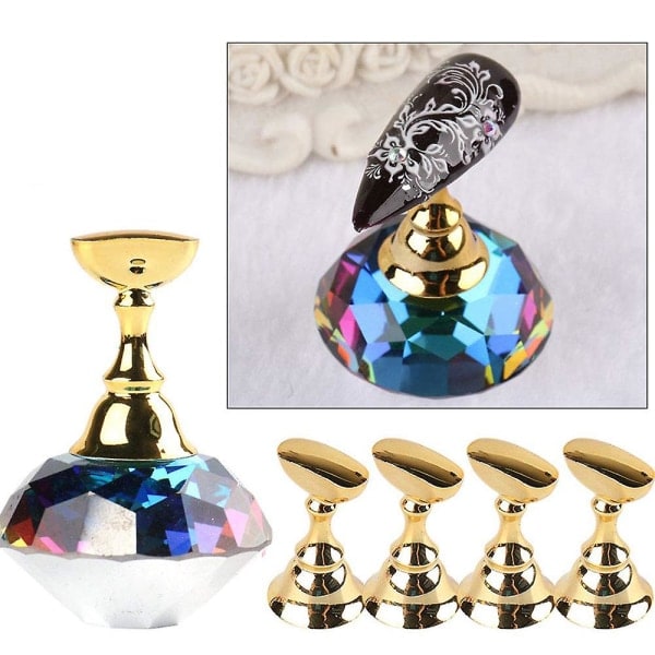 TG Nagelkonst Displayställ Magnetiskt Nagelkonstställ Nageltips Övningsställ med Kristallbas Ros, Lila Multicolor