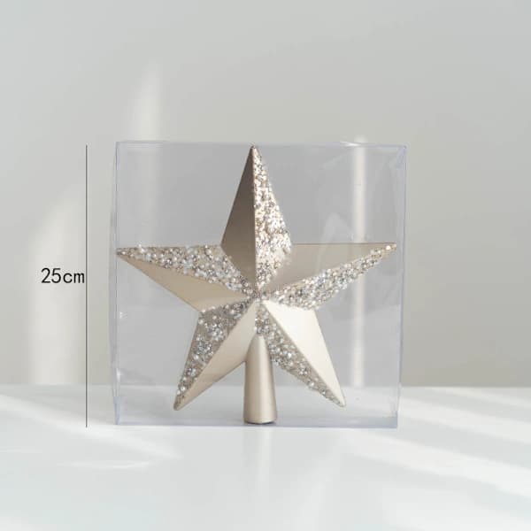 Champagne Juletræstop Glitter Stjerne Dekoration til Juletræspynt 25 cm 25cm