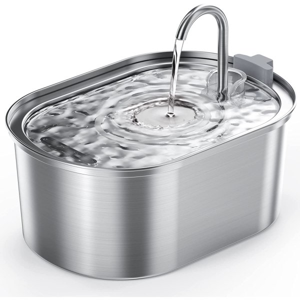 Katt vannfontene i rustfritt stål, 3,2 L automatisk katt vannfontene med stille pumpe, oppvaskmaskinsikker design, egnet for flere kjæledyr