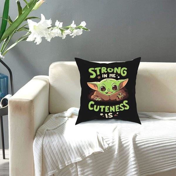 Mode og slidstærkt Bab-y Yoda pudebetræk 18'' x 18'' Kast pudebetræk Dobbeltsidet dekorativt firkantet pudebetræk til sofa soveværelse sofa, 8