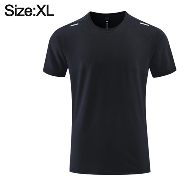 Svarta tränings T-shirts för män Quick Dry Performance Kortärmad XL