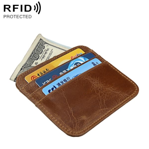 Brun plånbok i äkta läder med RFID-beskyttelse