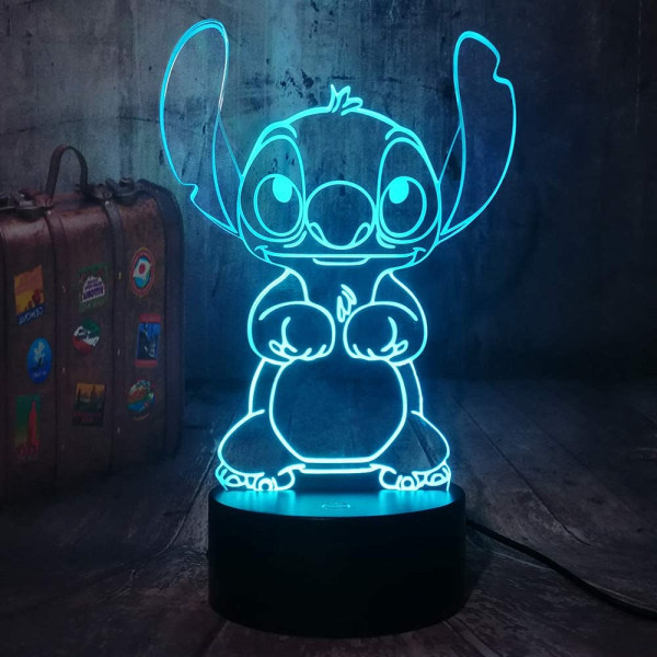 Lilo Stitch Lampa Tecknad S?t Stitch Figur V?nner 3D LED