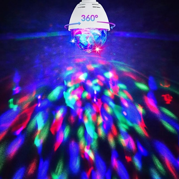 LED Party Lampe, Automatisk Roterende 3W Multi-Farve LED Pære, Disko Lys Effekt, Egnet til Alle Lamper med E27 Sokkel, Hvid