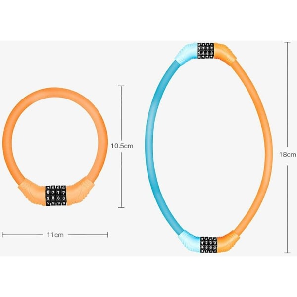 Galaxy Mini portabel cykellås, gratis kombination, perfekt til cykler, motorcykler, døre, staket (svart) til udendørsbrug