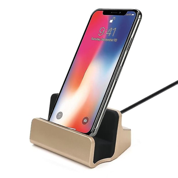 Iphone Skrivebordsladdestasjon Rask lading Datasynkronisering Stativ, gull